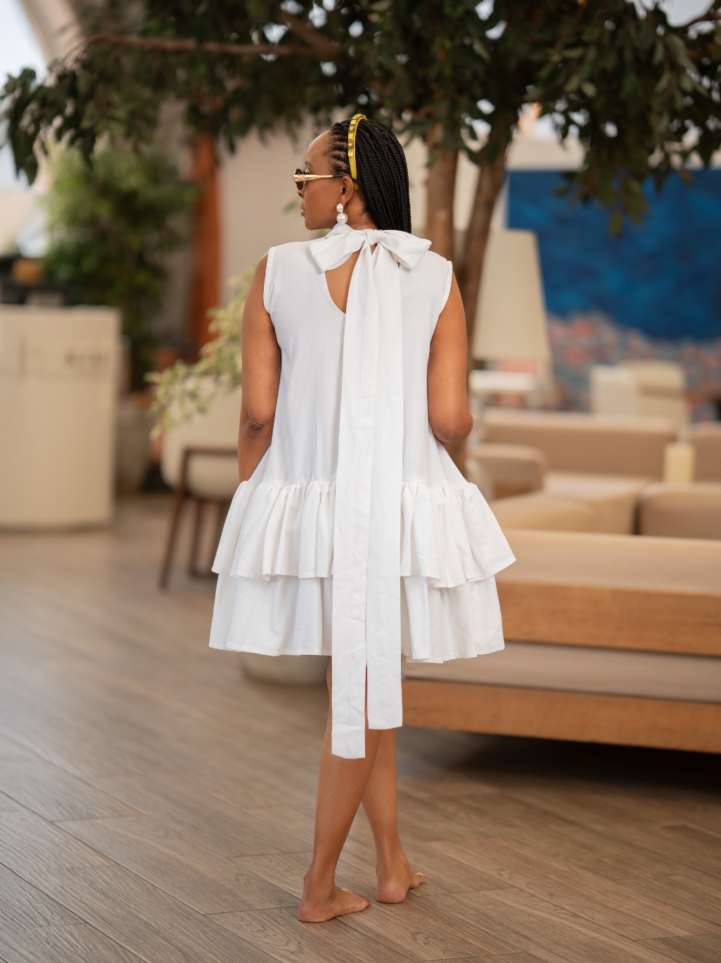 PURE WHITE DOUDLE LAYER LINEN BABYDOLL DRESS - PRE ORDER (SHIPS WITHIN New Level PURE WHITE DOUDLE LAYER LINEN BABYDOLL DRESS - PRE ORDER (SHIPS WITHIN New Level