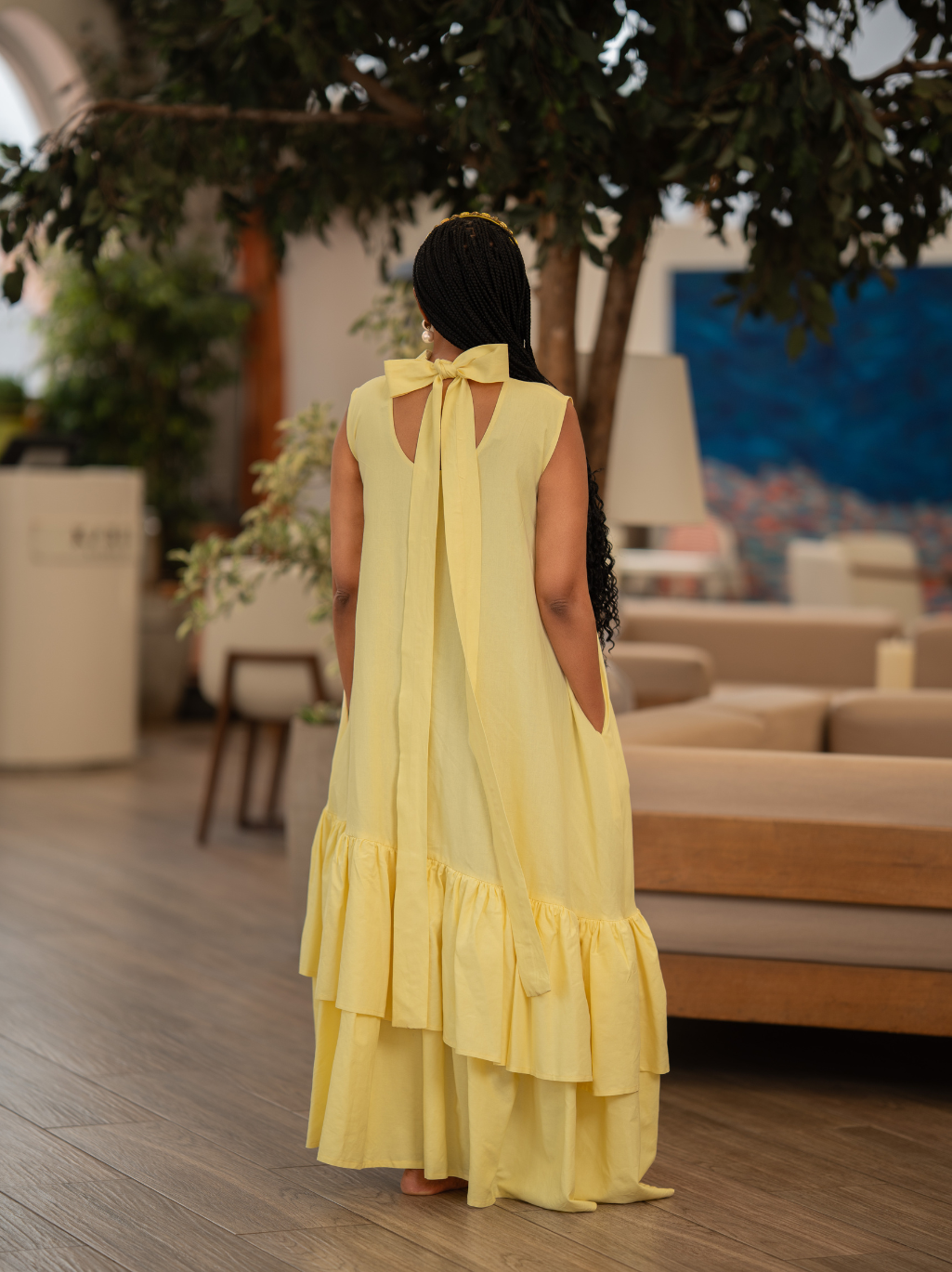 BUTTER YELLOW ASYMMETRICAL HEM LINEN MAXI DRESS - PRE ORDER (SHIPS WIT New Level BUTTER YELLOW ASYMMETRICAL HEM LINEN MAXI DRESS - PRE ORDER (SHIPS WIT New Level