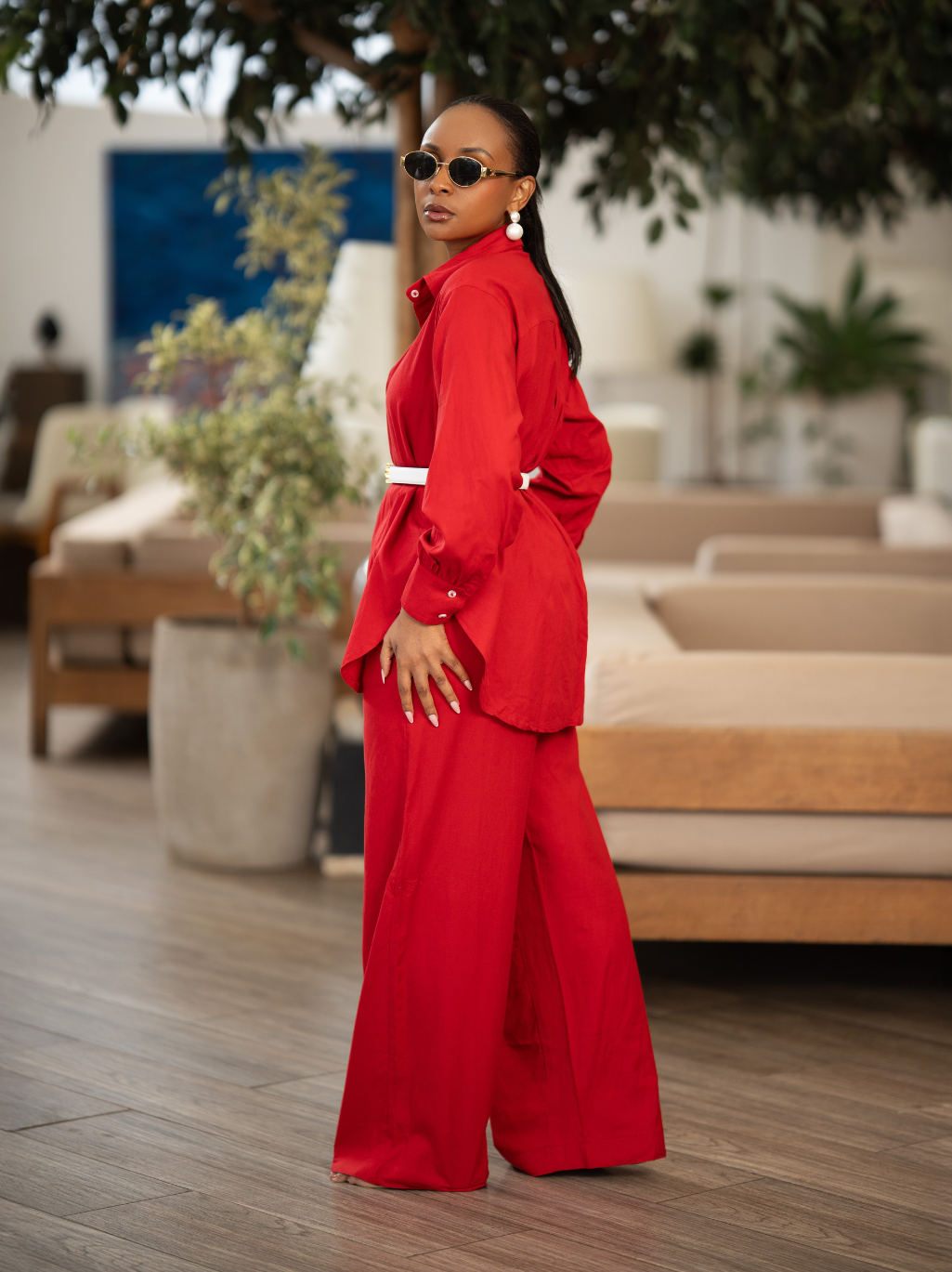 ROUGE RED MARA LINEN SET