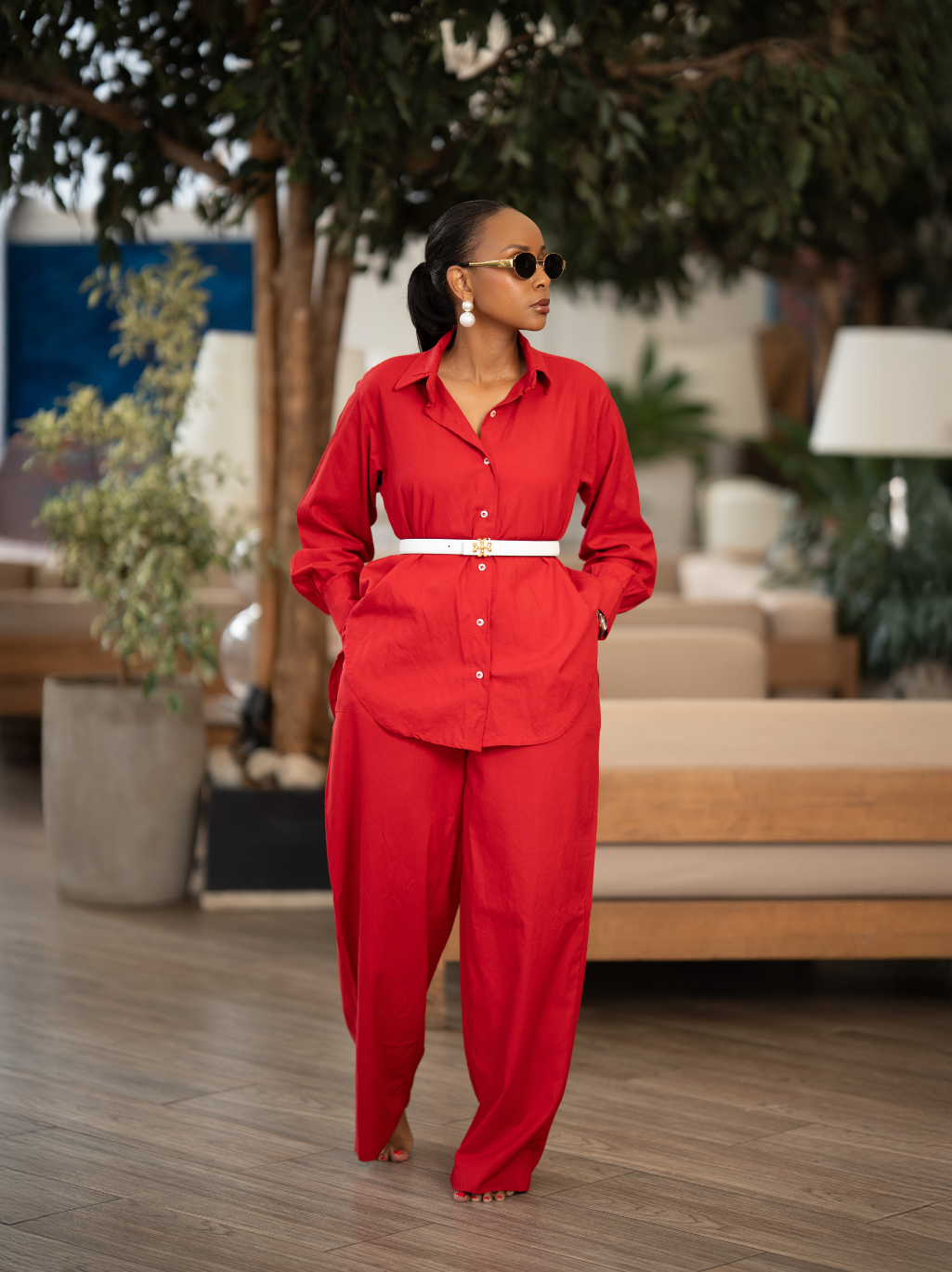 ROUGE RED MARA LINEN SET