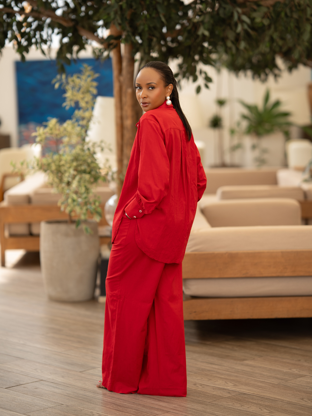 ROUGE RED MARA LINEN SET