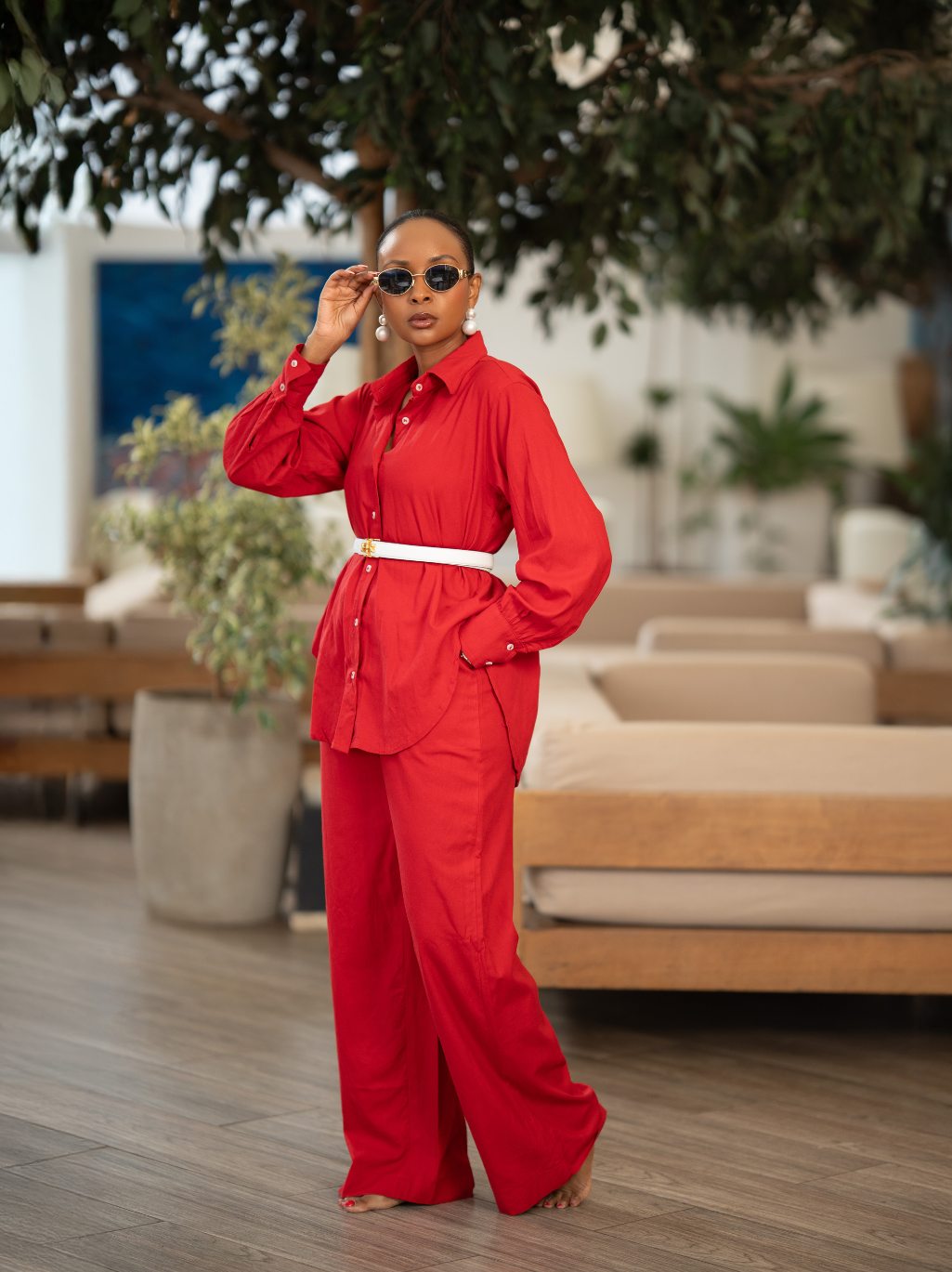 ROUGE RED MARA LINEN SET